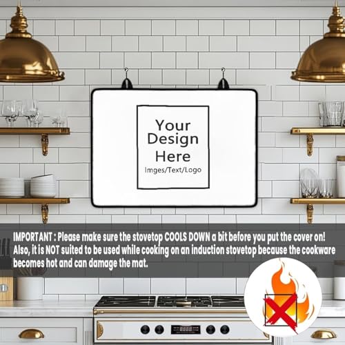 Image of Personalized Stove Top Cover for Electric Stove, Induction Silicone Cooktop Mat, Customized Electric Stove Top Protector Mat Design Your Own Cover Gifts for Home Decor