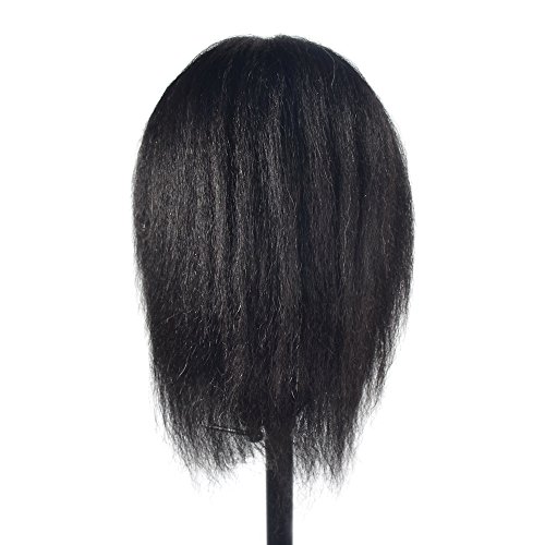 Tcwuzick Afro Mannequin Head 100% Real Hair Hairdresser Training Head Manikin Cosmetology Doll Head - Image 3