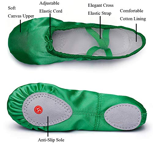 MSMAX Women's Ballet Shoes Satin Split Sole Flats for Dancing Gymnastic Yoga2