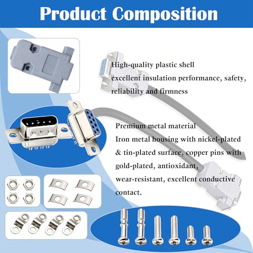 Kit adaptadores conector DB9, 18 piezas, macho/hembra miniatura 3