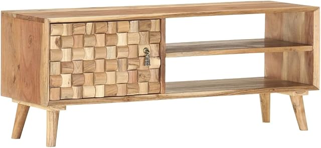 vidaXL Solid Acacia Wood TV Cabinet Hifi Stereo Storage Stands Sideboards Lowboards Living Room Interior Home Decoration 100x35x40cm
