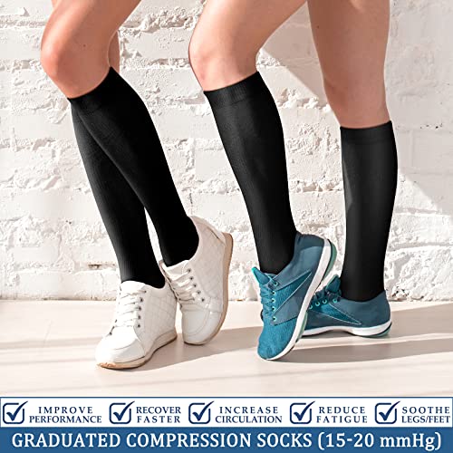 Image of FEYHAY Copper Compression Socks (3 Pairs) 15-20 mmHg Circulation is Best Athletic & Daily for Men & Women, Running, Climbing