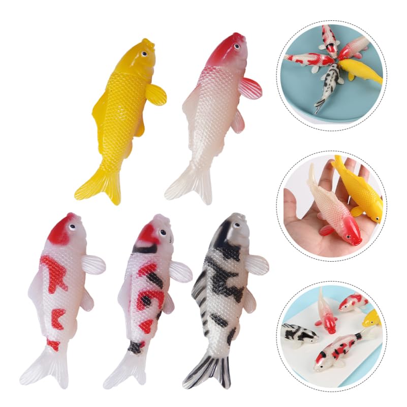 ABOOFAN Realistic Koi Fish Models for Aquarium Decor 5Pcs Artificial Colorful Goldfish Figurines for Fish Tank Pond Miniature Floating Decoration and Photography Props - Image 4