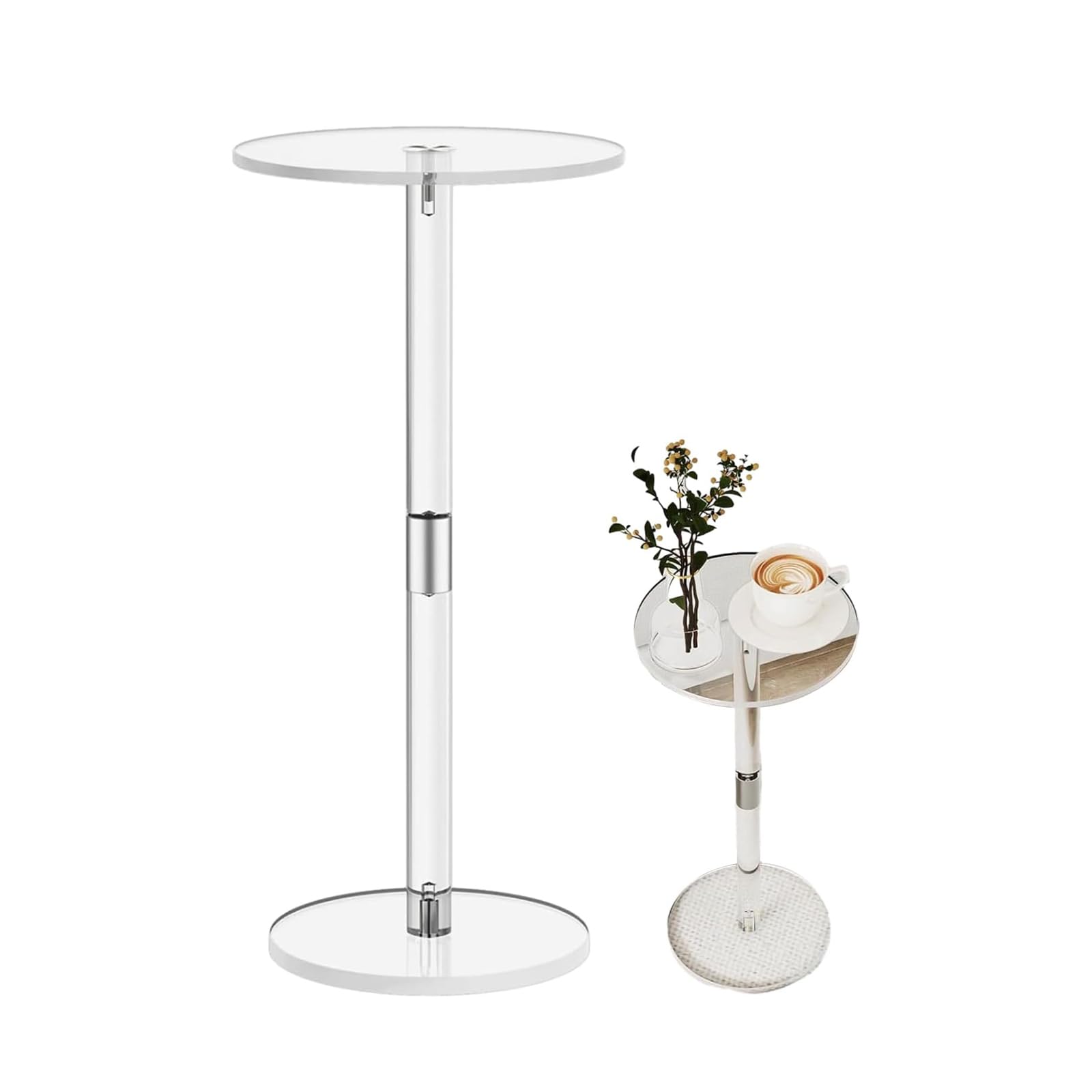 TAOLE Acrylic Side Table, Glass Top Nightstand For Sofa Narrow Corner Bedrooms And Living Rooms Glass Coffee Table, Clear Modern Decor