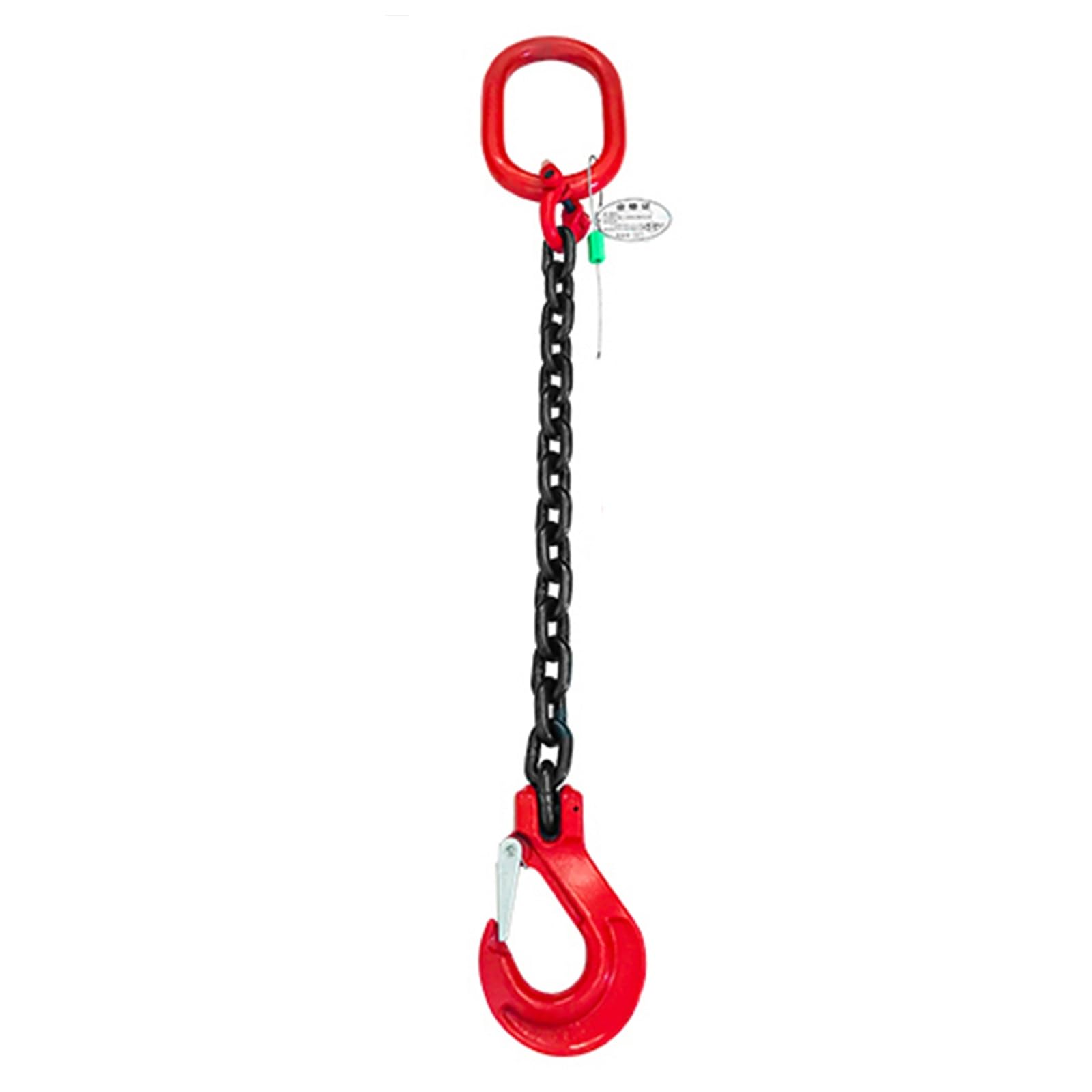 Single Leg Lifting Chains Sling Heavy Duty, 3.3Ft Steel Rust Resistant Chain Slings for Lifting 2/3 Ton Large and Heavy Cargo, Industrial Handling Hanging Hooks with Tag(1m L - 2 Ton Lifting Capacity