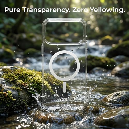 Image of Anti Yellow Clear Magnet Case for iPhone 17 Pro, Premium Polycarbonate, Ultra Strong Magnets, 360 Drop Protection, Raised Camera Protection, MagSafe Compatible