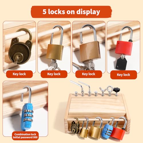 Image of INIFEIDALA Montessori Screwdriver Board Set - Lock and Key Toy | Busy Board Toys for 3 4 5 Year Olds Boy Birthday Gifts,Kids Tool Set,Preschool Learning Sensory Fine Motor Skills STEM Toys