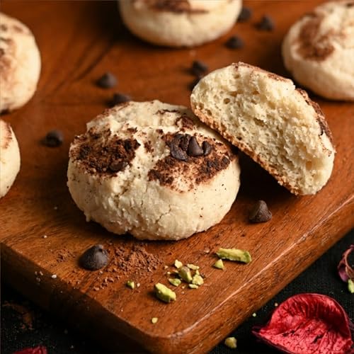 Image of HUNGRY TUMMY Chocolate Nankhatai Cookies Made with Pure Ghee | Handmade Indian Biscuits | Melt-in-Mouth Eggless Treat | Premium Homemade Bakery Cookies | Fresh & Crunchy Tea-Time Snack (Pack of 250g)