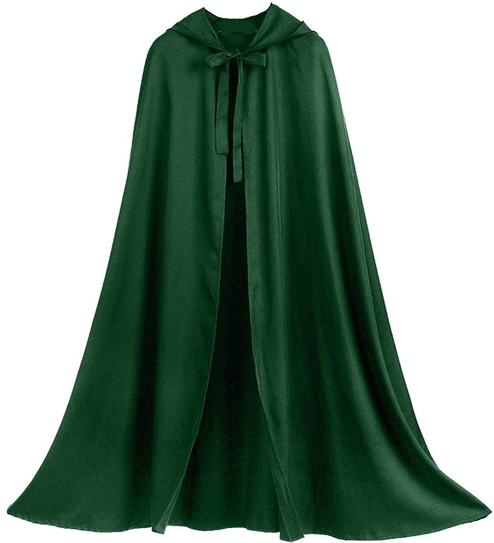 48’’ Unisex Halloween Hooded Cape Gothic Medieval Witch Vampire Cloak for Men and Women Cosplay Costume