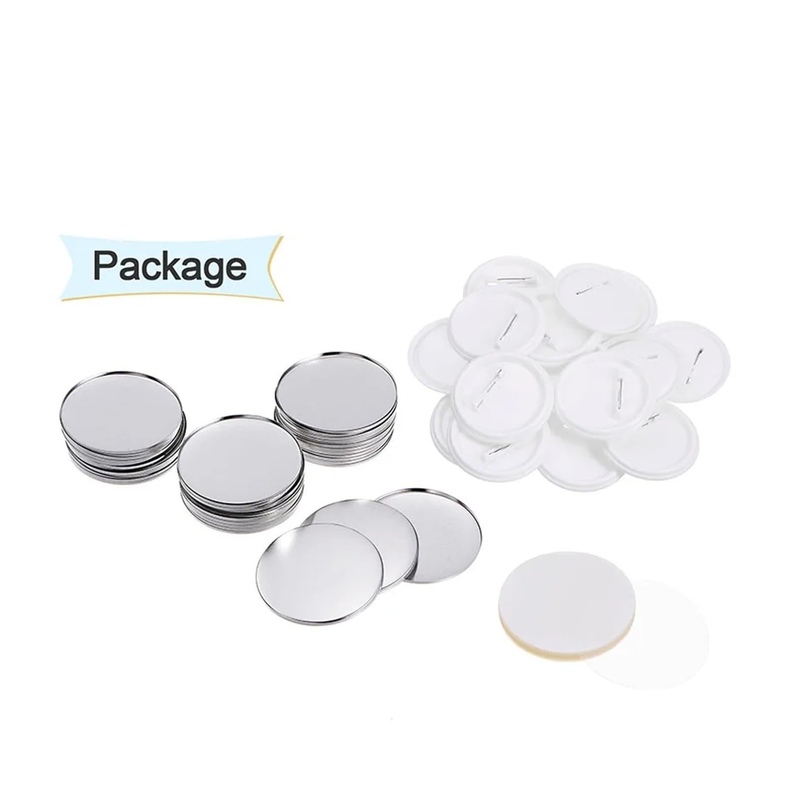 Lot de 100/200 pièces de badges vierges, fournitures for la fabrication de boutons, 25 mm, 32 mm, 37 mm, 44 mm, 50 mm, 58 mm, 75 mm Compatible(100Set 58mm)