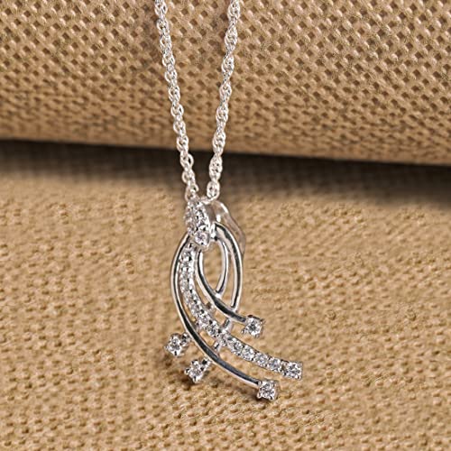 Image of Clara 925 Sterling Silver Iris Pendant Earring Chain Jewellery Set | Rhodium Plated, Swiss Zirconia | Gift for Women & Girls