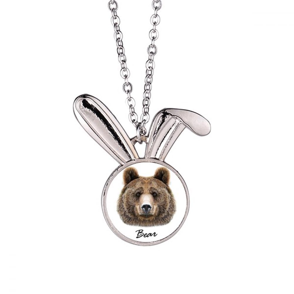 Collier avec pendentif géant ours marron en résine mate