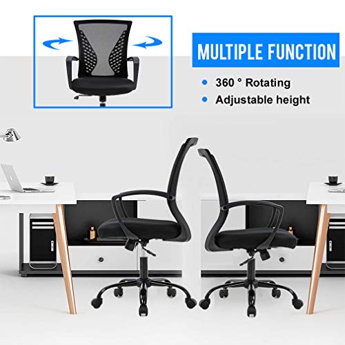 Office Chair Ergonomic Desk Chair Mesh Computer Chair With Lumbar Support Armrest Mid Back Rolling Swivel Adjustable Task Chair For Women Adults, Black #TOP4