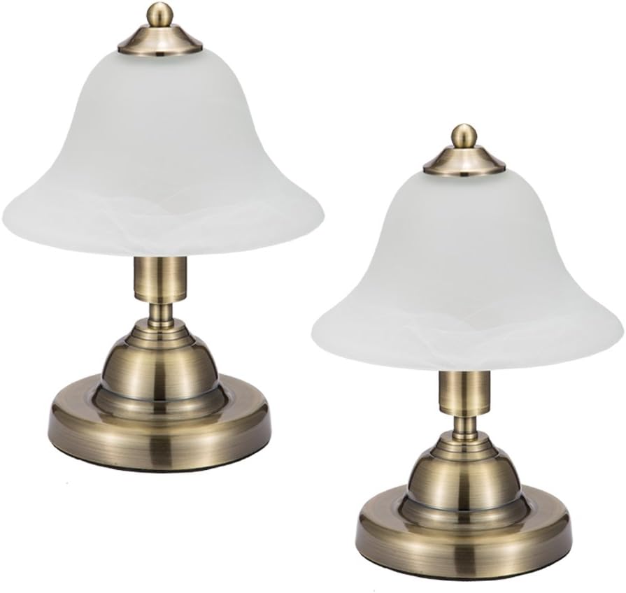 Touch Bedside Lamp Twins Pack with Glass Shape