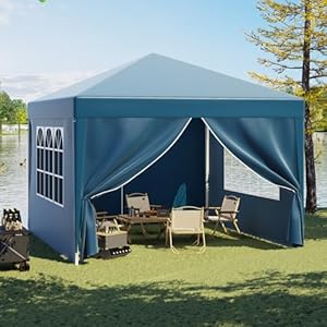 JUMMICO Pavillon 3x3 Wasserdicht Stabil Winterfest mit 4 Seitenwänden, altpavillon Höhe Verstellbar, avillion UV Schutz 50+, artenpavillon Faltzelt für Garten, Innenhof, Camping, azebo Blau