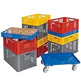 BRB 11er SPAR-Set Euro-Stapelbehälter PLUS Transportroller, 600x400 mm Ausf. durchbrochen in 4 Größen Industriequalität lebensmittelecht