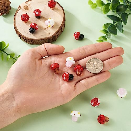 Boutigem 18Pcs Handmade Mushroom Lampwork Glass Beads 3D Vegetable Crystal Loose Spacer Beads for DIY Jewellery Bracelets Necklace Earrings Keychains Making - Image 4