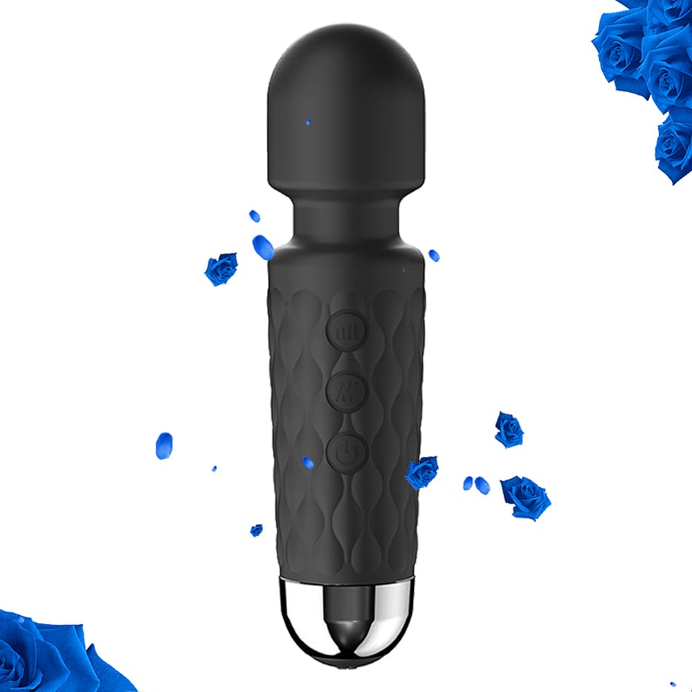 Handheld Cordless Personal Massager Waterproof USB Rechargeable Massage with 8 Speeds of Pleasure 20 Patterns, Powerful, Waterproof(Black)