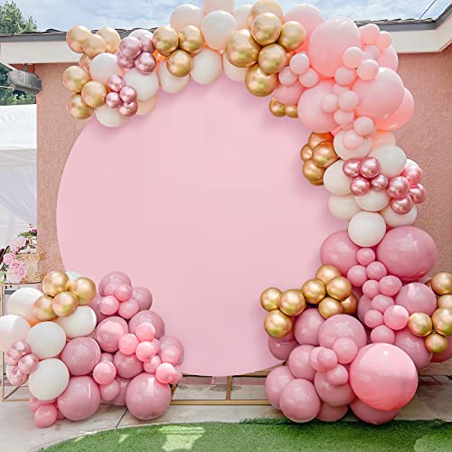 Image of Pink Arch Backdrop Cover 6.5ft Pink Balloon Birthday Photo Photography Background for Party Baby Shower Wedding Decorations