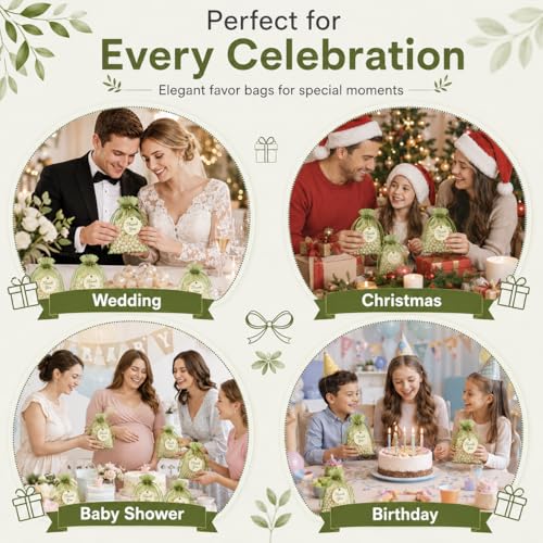 Image of Hopttreely 50PCS Olive Green Organza Bags 4x6 Inch, Multi-Purpose Mesh Drawstring Gift & Fruit Protection Bags for Wedding Favors, Jewelry, Christmas, Sachet, Easter, St. Patrick's Day, Party Supplies, Garden Plant Netting