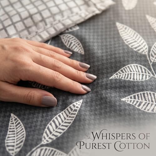 Image of HOMEKART Premium 100% Cotton Dohar for Double Bed | Reversible AC Blanket | Lightweight All Season Comforter | Soft & Breathable Summer Quilt for Adults | 150 GSM | 88 x 85 Inches (Graphite Willow)