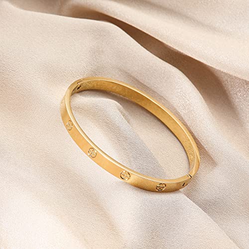 2-Pack Friendship Bracelets for Women - 18K Gold Plated Titanium Steel Cuff Love Bangle Set with Cubic Zirconia | Sister Jewelry Gift, Eco-Friendly Packaging, Durable Everyday Wear4