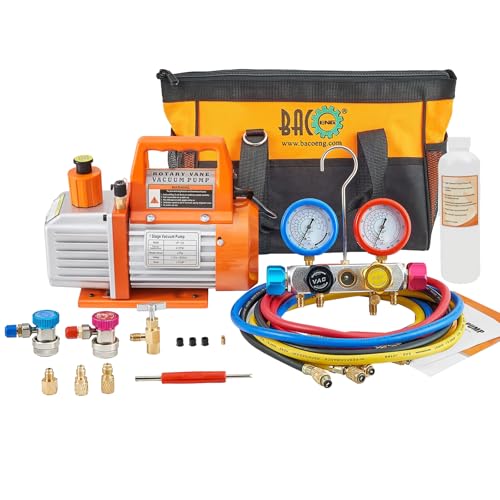 BACOENG HVAC Vacuum Pump Kit with Hoses and Couplers