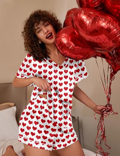 Image of Ekouaer Silk Pajama for Women Short Sleeve Satin Pj Set Two Piece Soft Sleepwear Loungewear S-XXL