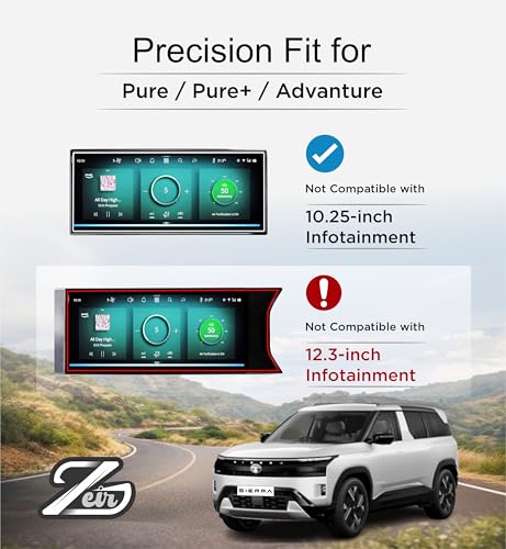 Image of ZEIR [2 PACK Screen Protector Compatible with Tata Sierra 2025 Facelift | 10.25-Inch Infotainment & Steering Cluster Guard For TataSierra Pure, Pure+ & Adventure Accessory [Not Tempered Glass]