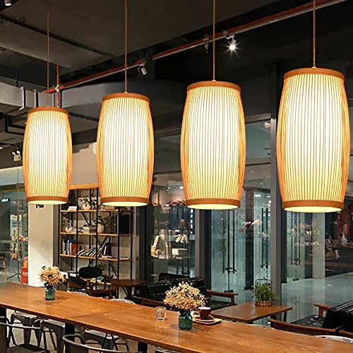 Lustre en bambou tissé E27 avec cordon réglable pour salon