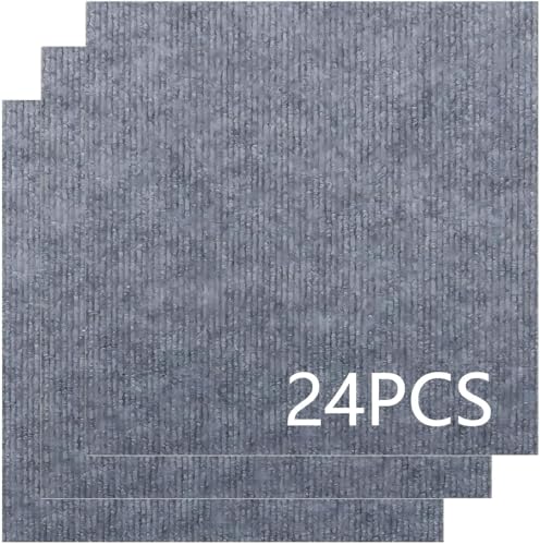 24 Pcs Self Adhesive Square Carpet Tiles 30 x 30 cm Non Slip Peel and Stick Carpet Floor Tile DIY Flooring for Kitchen, Dining Room, Home Furnishings Floor