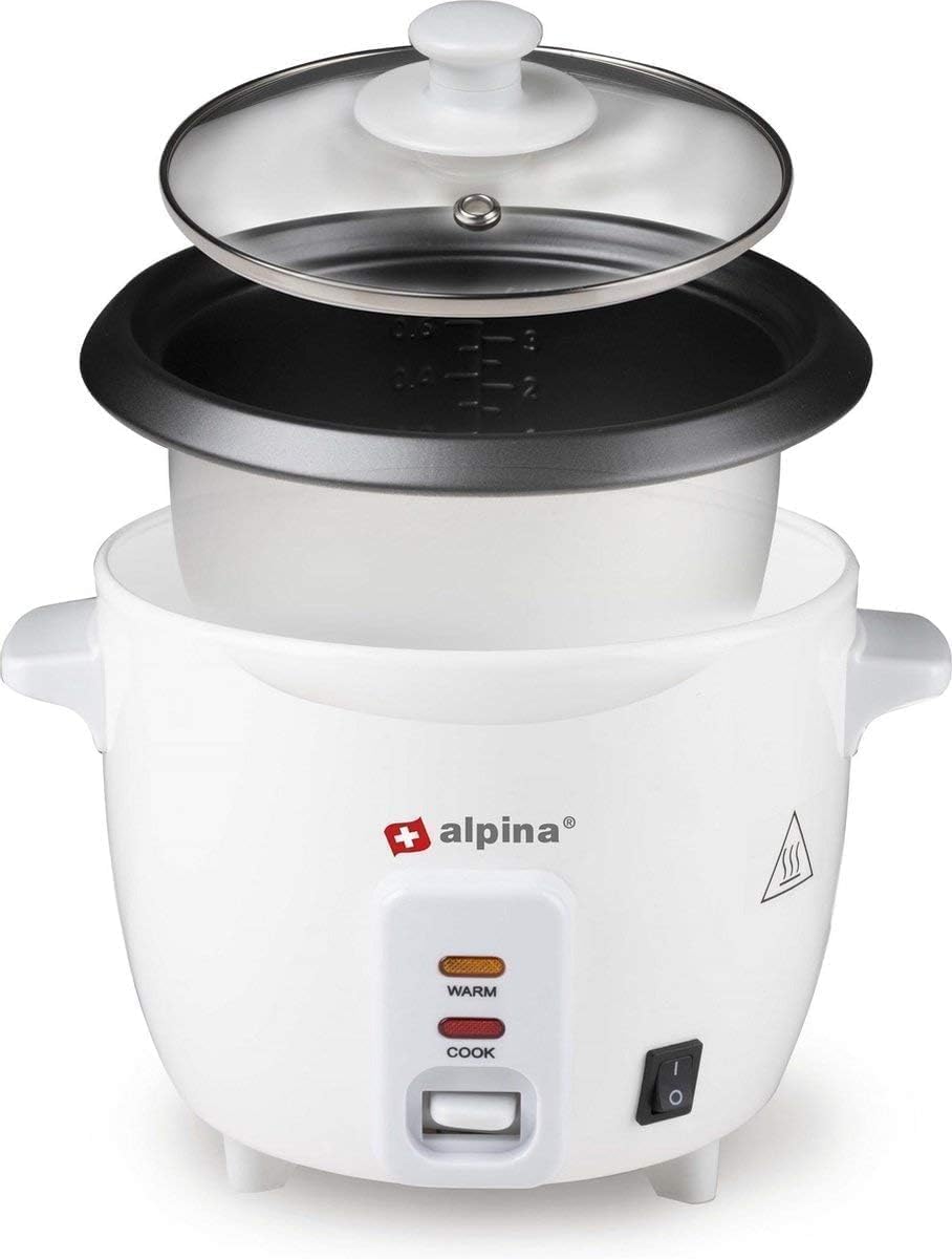 Alpina Arrocera 0,6 litros, 300 W, con luz indicadora de cocción y calor, color blanco