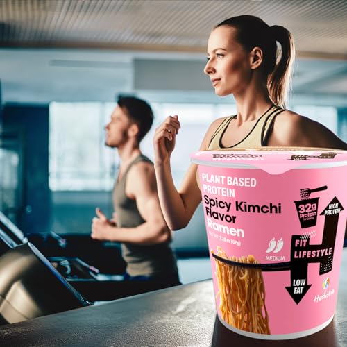 Image of Hethstia Protein Ramen, Spicy Kimchi Flavor, 6-Pack Instant Healthy Noodle Soup Cups, 32g Plant Protein, Vegan Pre-Packaged Ramen Meal, Low Fat, Non-GMO, Non-Fried, Air-Dried, Healthy Noodle Broth