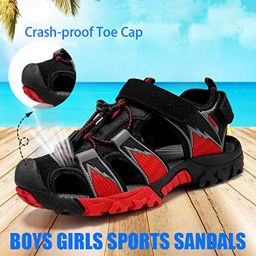 Image of JMFCHI Boys Girls Kids Closed Toe Sports Sandals Summer Water Shoes | Little /Big Kid,Comfortable lightweight,Non-slip soft sole,Hook-and-loop closure,Easy wear,Anti-collision toe,Daily casual