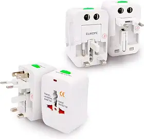 Kit 2 Adaptador Tomada Universal Padrão Internacional 150 Países Viagem Bivolt Para Viagens EUA Europa Ásia UK Reino Unido Brasil Argentina Original