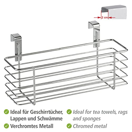 WENKO Einhängekorb Slim, Organizer zum Einhängen an Schranktür oder Schublade, Korb aus Metall, 24 x 11,5 x 10 cm, Chrom – Ansicht 3