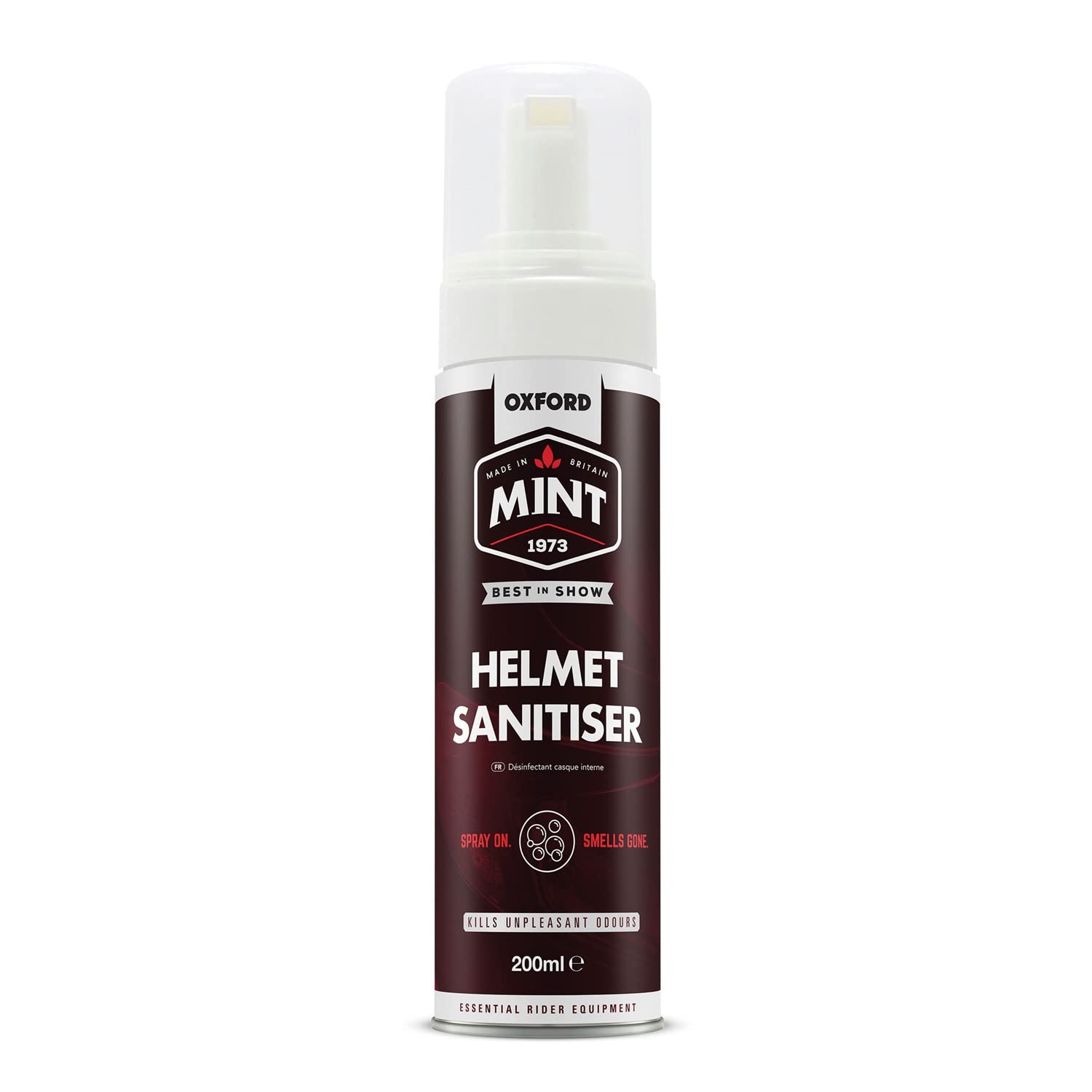 Oxford Mint Helmet Sanitiser Foam Spray 200ml Motorcycle Motorbike