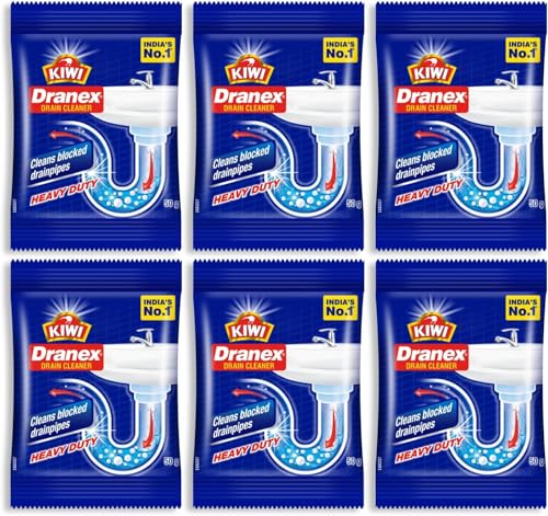 K IWI Dranex Drain Cleaner, Drain Clog Remover, Hair Clog Remover for Clogged Sink Slow Drains, Shower Drain Clog Remover, Pipe-Friendly Sink Cleaner and Deodorizer 50g (6 Nos) Per Box
