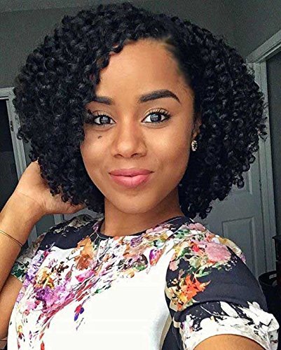 Lace Wigs For Black Women Short Bob Kinky Curly Synthetic Black Color