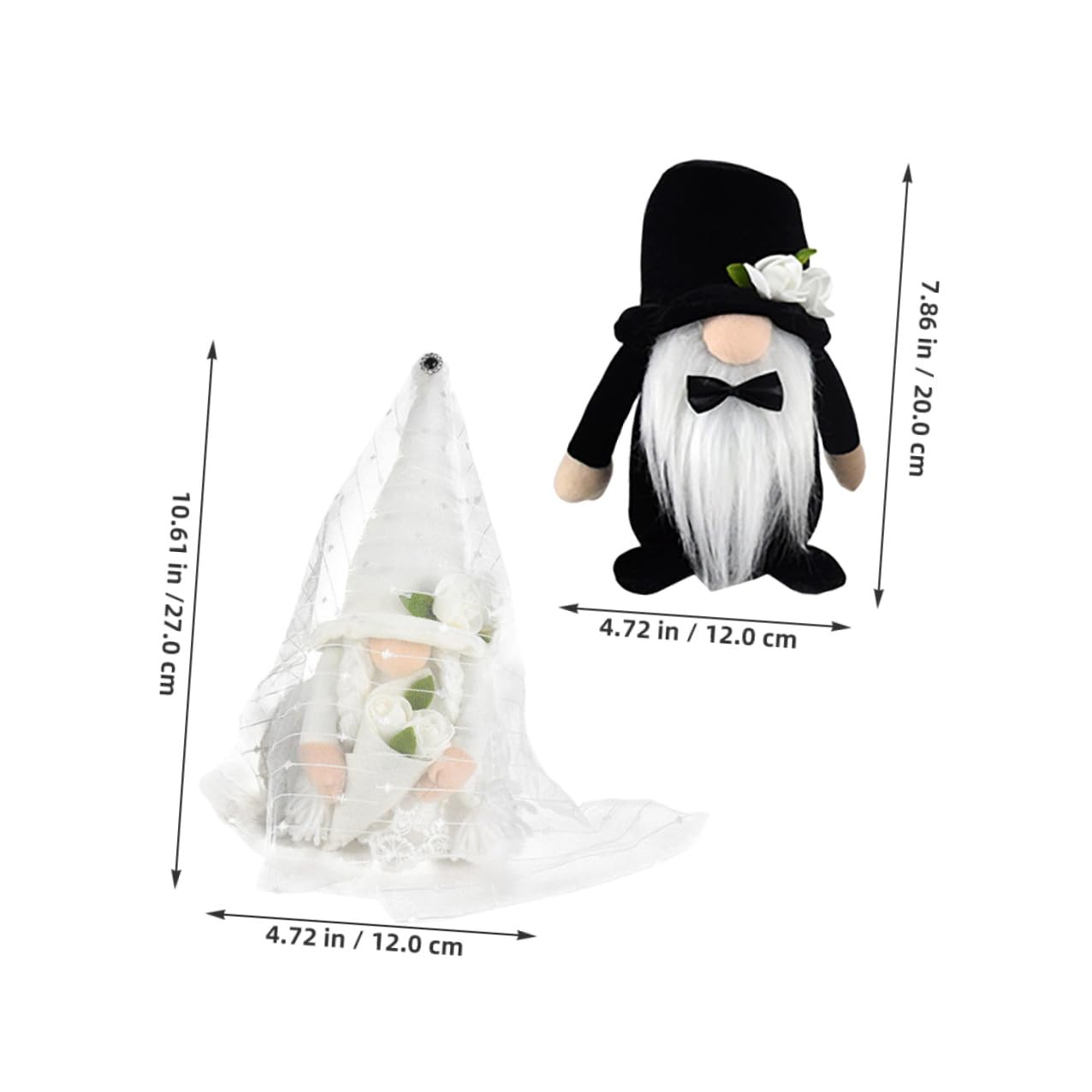 jojofuny 2 Stück Hochzeitszwerg Plüsch GNOME in Braut Bräutigam Design Dekorative Tischdeko aus Langlebigem Stoff für Hochzeitsfeier und Wohnambiente
