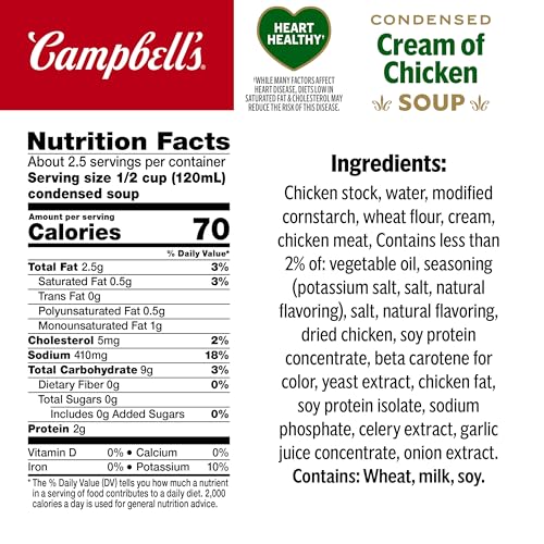 Image of Campbell's Condensed Healthy Request Cream of Chicken Soup, 10.5 oz. Can (Pack of 12) (Packaging May Vary)