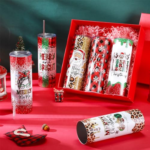 Vasos de Navidad Layhit: pack de 12 termos delgados de acero inoxidable para regalar 7