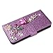 XYX Wallet Case for Samsung Galaxy S25 Plus 5G 6.7 inch, Glitter Rose Flower Diamond Luxury Flip Card Slot Phone Protection Cover Girl Women, Purple