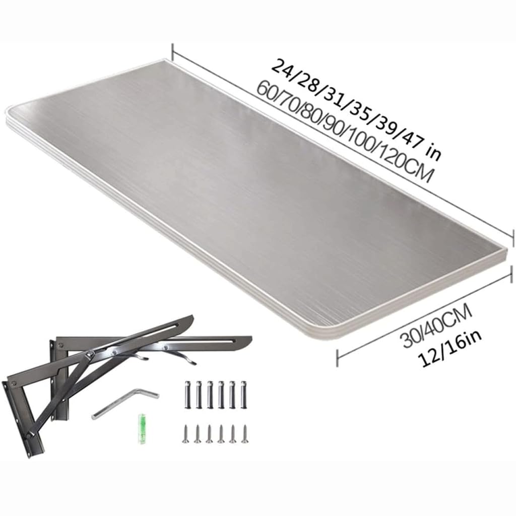 Mesa de Corte Plegable de Acero Inoxidable, Mesa de Comedor de Cocina montada en la Pared, Mesa de Comedor montada en la Pared