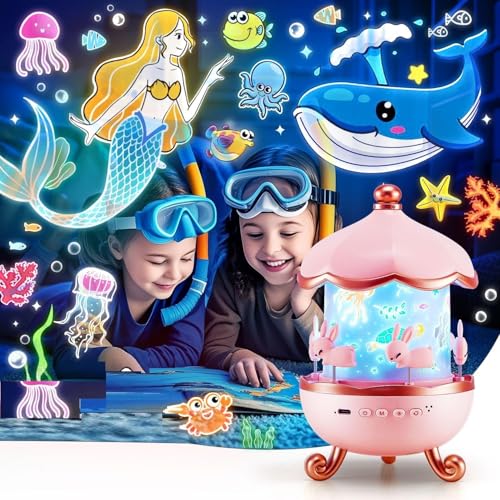 Image of Rabbit Night Light Bunny Projector Galaxy Projector Star Projector Kids Night lamp Nursery Light Bedroom Projector USB Night Light Baby Room Light Kids Room Decor