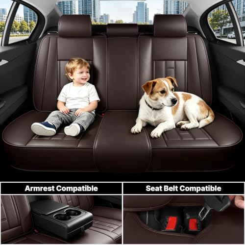 Image of Car Seat Covers Full Set for Toyota RAV4 1999-2025 Brown (5 Pack) | Waterproof car seat cover, anti-slip, breathable. Airbag compatible. Seat heating works. Easy clean. Durable stitching.