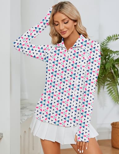 Image of LOMON Women Long Sleeve Shirts Sun Protection 1 /4 Zip Summer Quick Dry Hiking Shirts Quarter Zip Pullover for Women