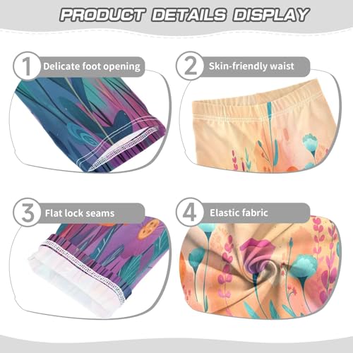 Toddler Girls Leggings Printed Yoga Pants Leggings Cartoon Wildflowers for Kids3