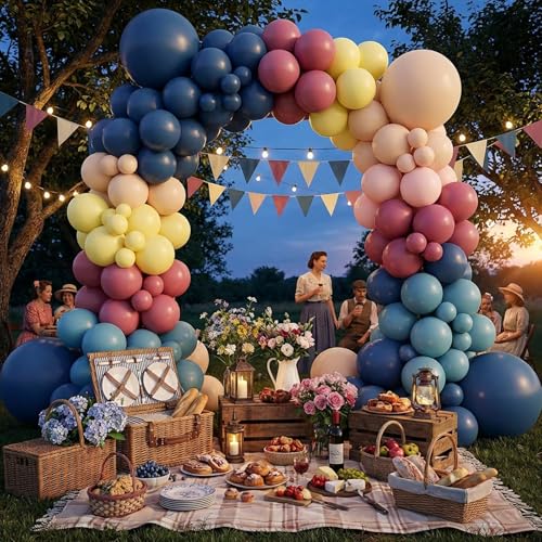 Image of RUBFAC Colorful Balloons Boho Rainbow Party Balloon 65pcs 12 Inches Assorted Latex Balloon for Baby Shower Boho Birthday Wedding Party Decorations