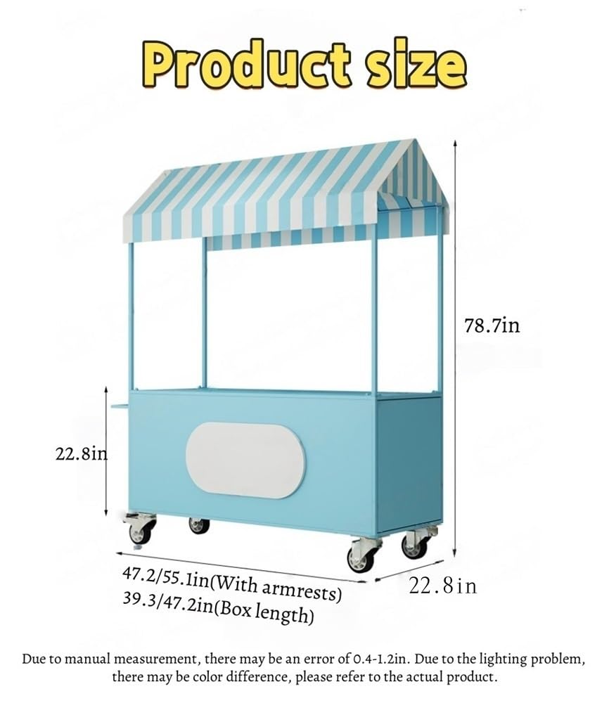 Faltbarer Streetfood-Wagen mit Überdachung – Tragbarer Verkaufsstand für Märkte und Veranstaltungen, Gewerblicher Verkaufswagen, 100 cm (39,3 Zoll) Imbissstand, Ideal für Foodtrucks und Fest